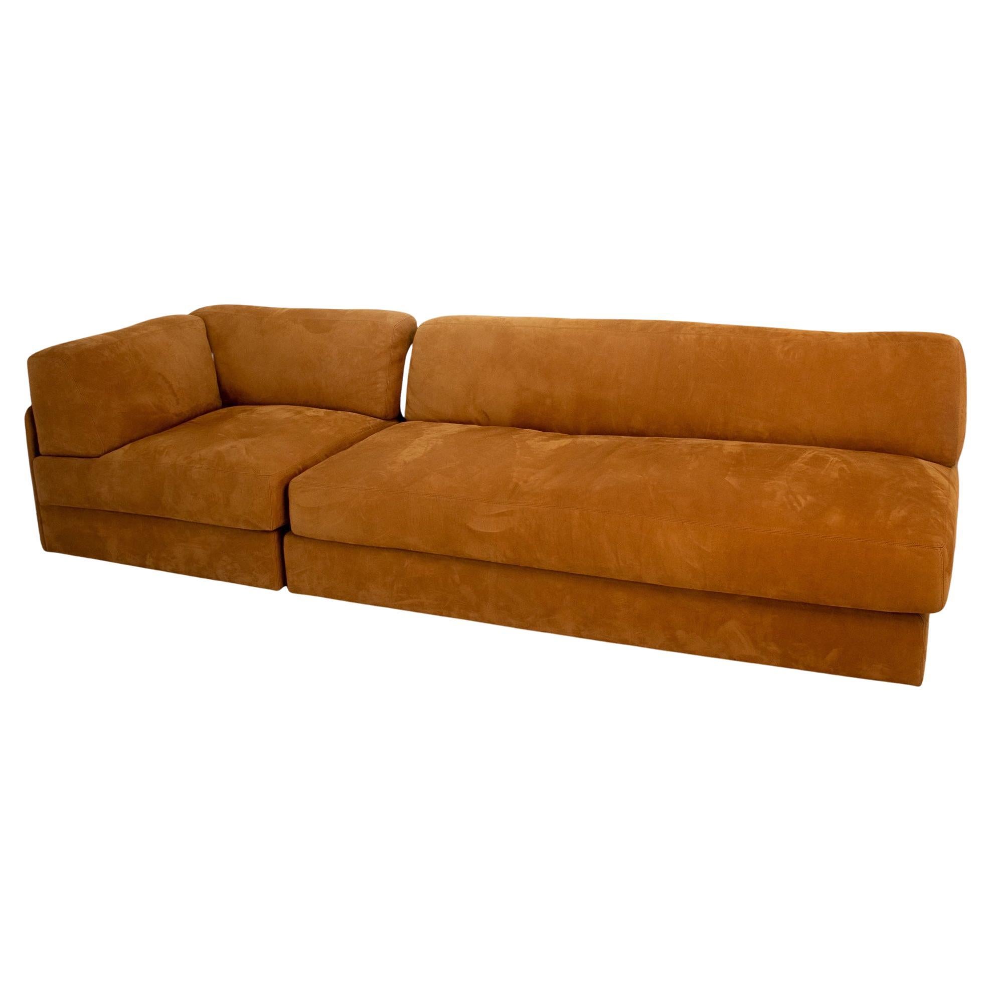 Contemporary Modular Sofa in Tan Suede, Handmade in the UK For Sale