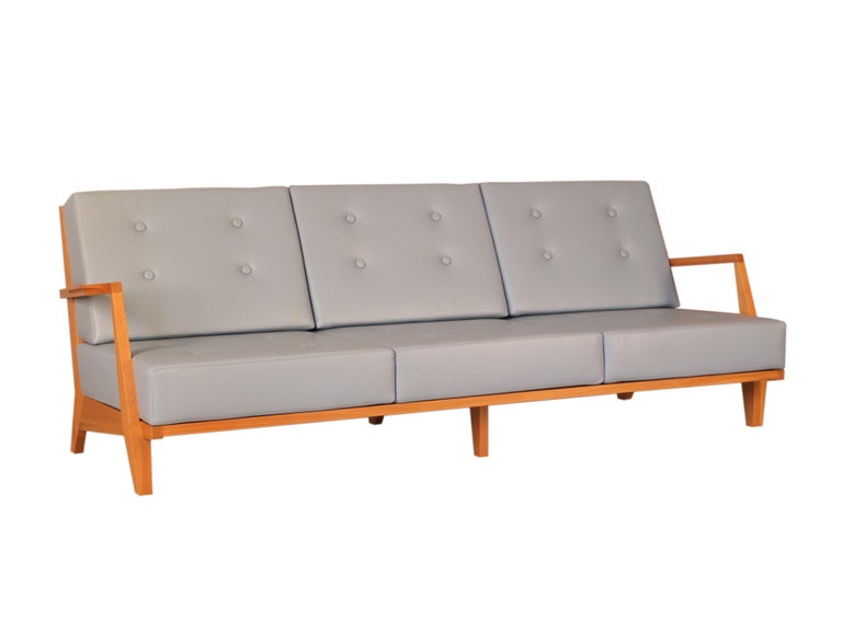 Contemporary Modular Sofa Made of Solid Cherry Wood with Removable