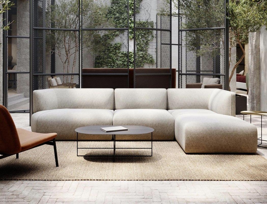 Contemporary Modular Sofa Offered in Elephant Velvet For Sale 5