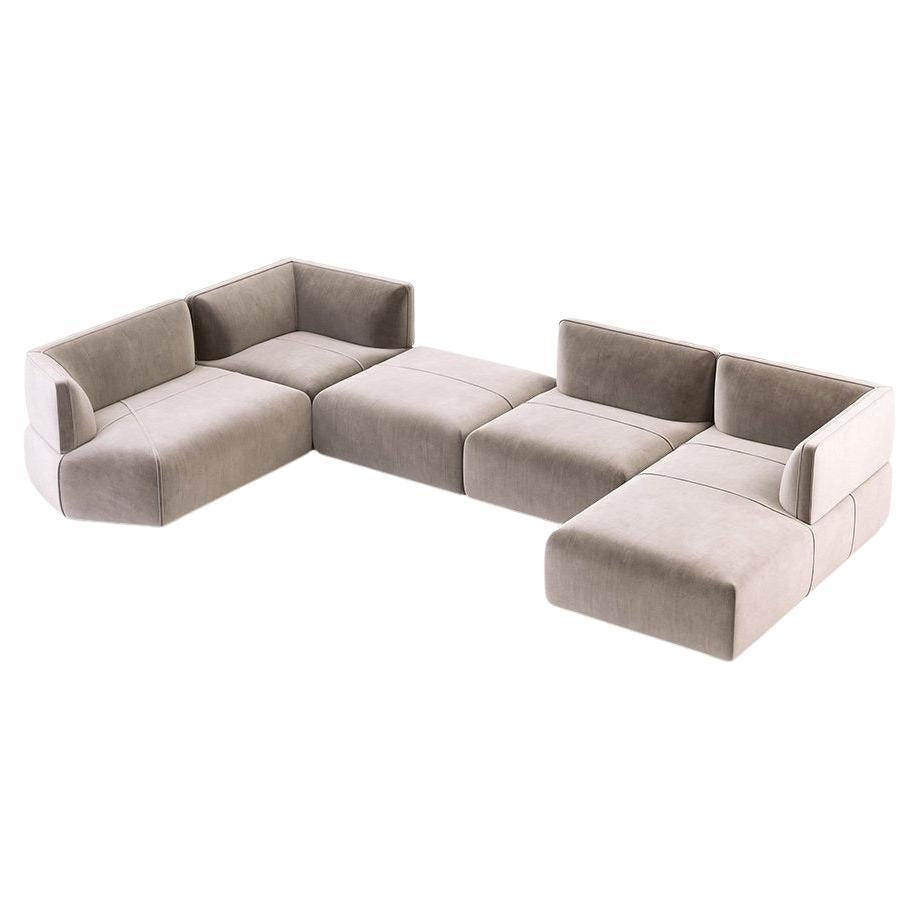 Contemporary Modular Sofa Offered in Elephant Velvet