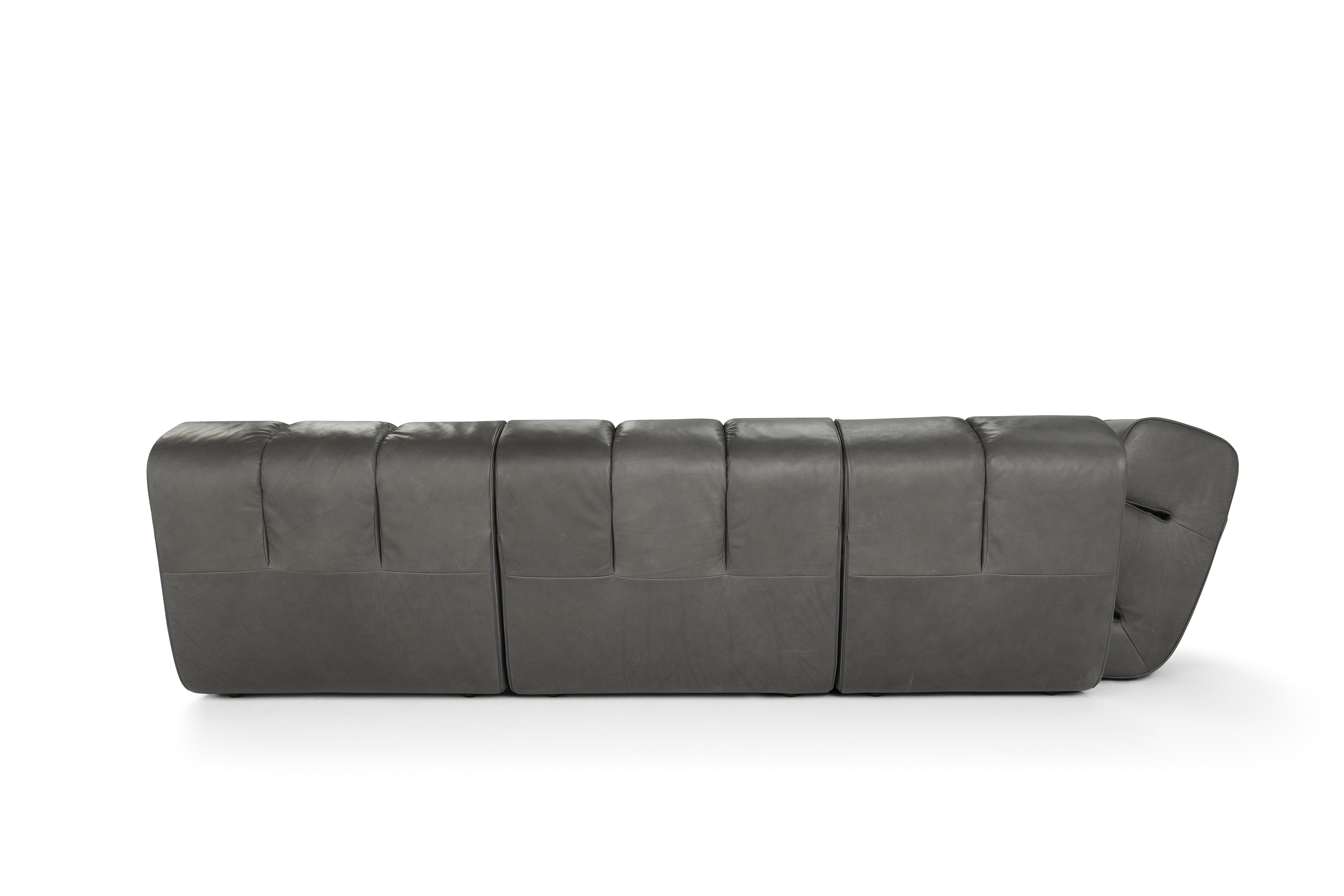 Contemporary Modular Sofa 'Palmo' by Amura Lab, Daino Leather 004 For Sale 3