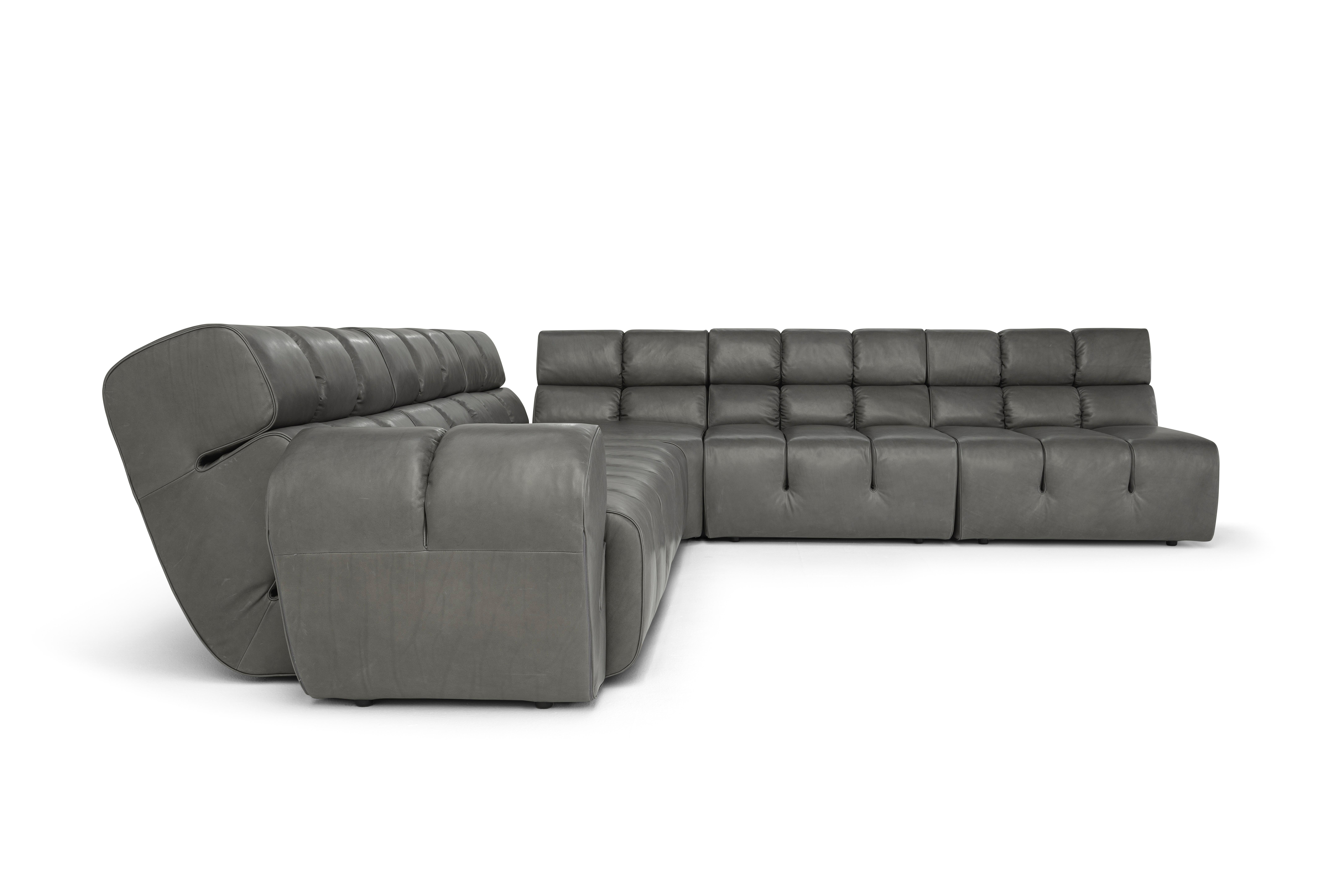 Zeitgenössisches modulares Sofa „Palmo“ von Amura Lab, Daino Leder 004 im Angebot 1