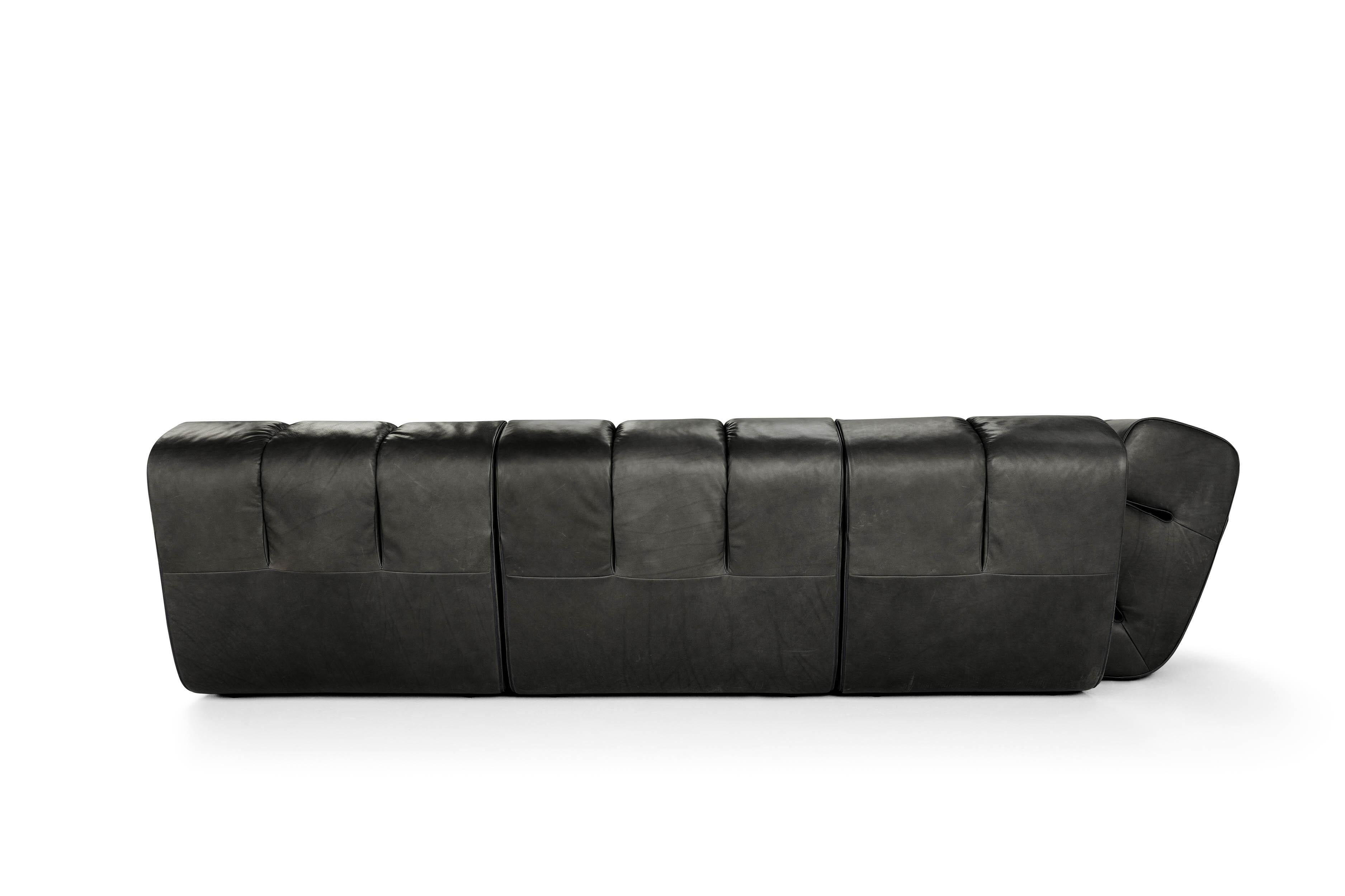 Contemporary Modular Sofa 'Palmo' by Amura Lab, Leather Stone Wash 263 For Sale 11