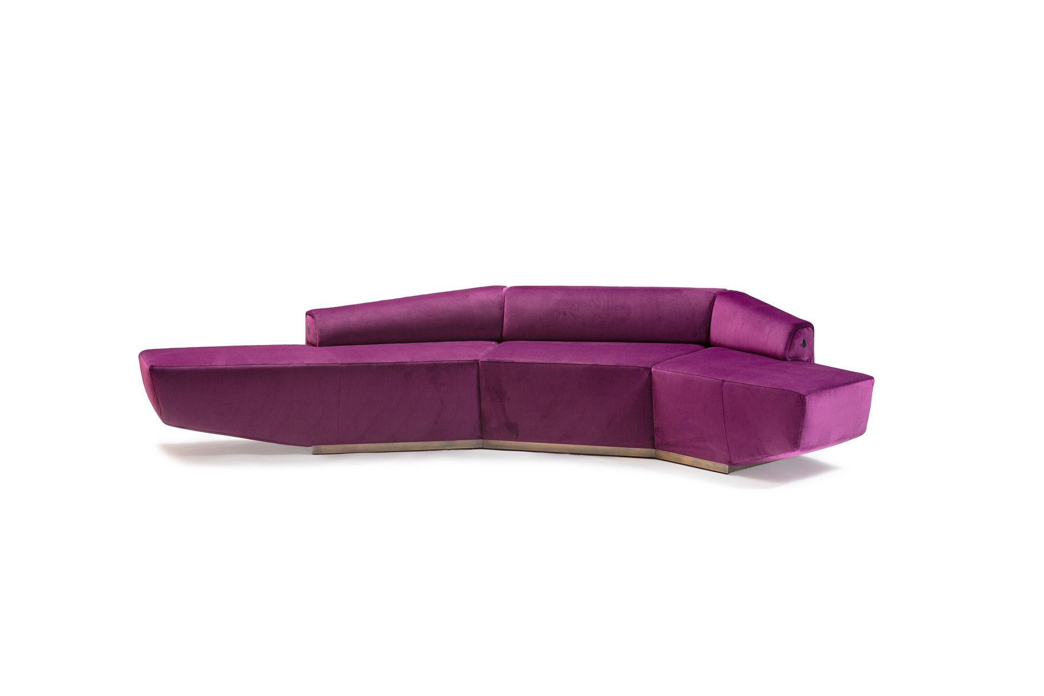 Contemporary Modular Sofa Settee Velvet Geometric In New Condition For Sale In Modugno, IT