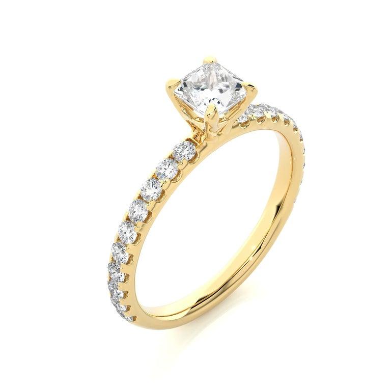 For Sale:  Contemporary Moissanite Engagement Ring in Yellow Gold Plated Sterling Silver 3