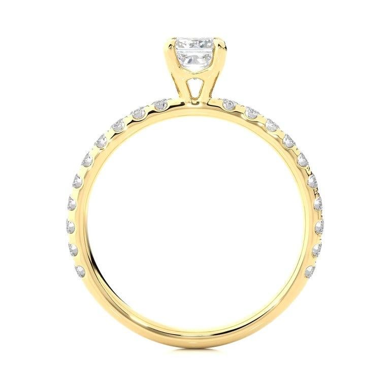 For Sale:  Contemporary Moissanite Engagement Ring in Yellow Gold Plated Sterling Silver 4