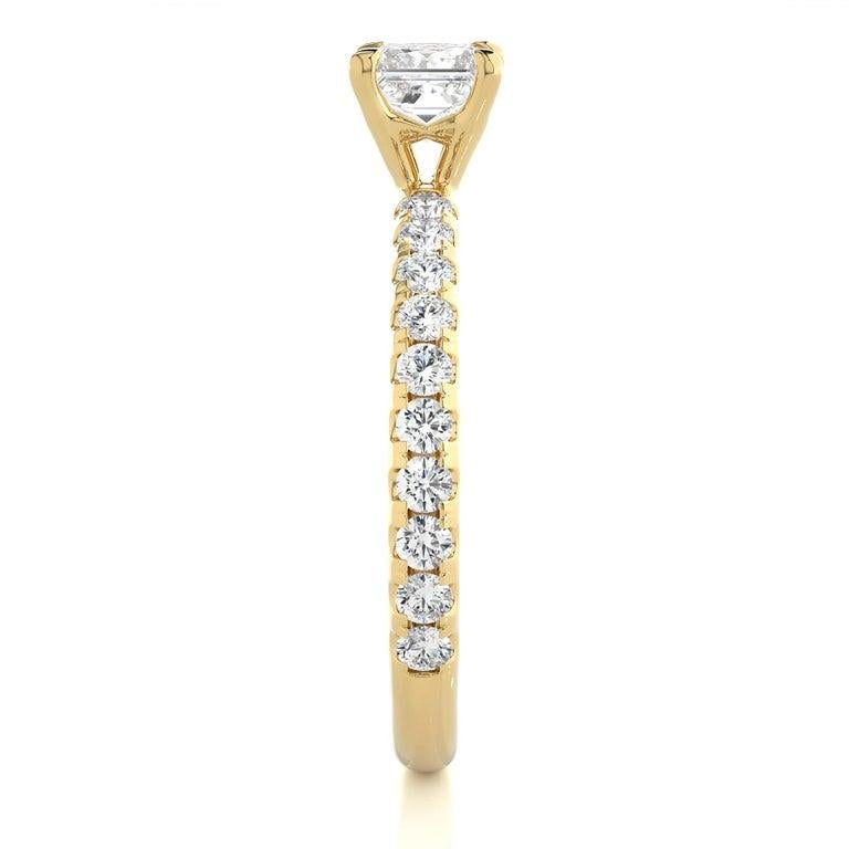 For Sale:  Contemporary Moissanite Engagement Ring in Yellow Gold Plated Sterling Silver 5
