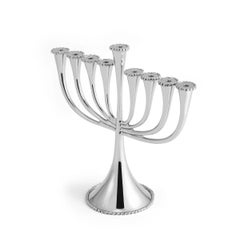 Contemporary Molten Silver Cast Metal Hanukkah Menorah