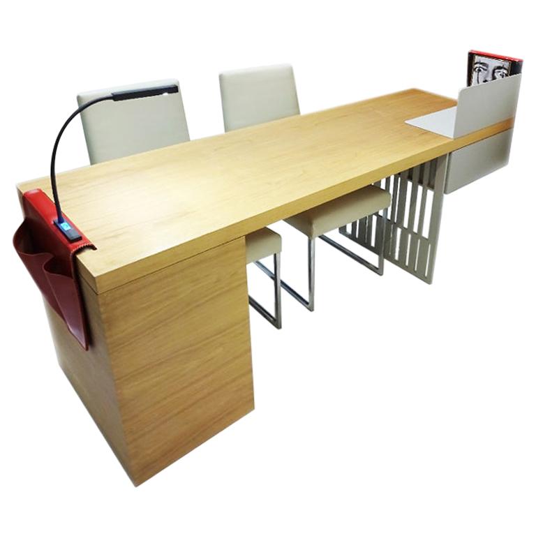 Contemporary Molteni 
Co Scriba Desk with 2 B&B Italia Solo Leather Chairs