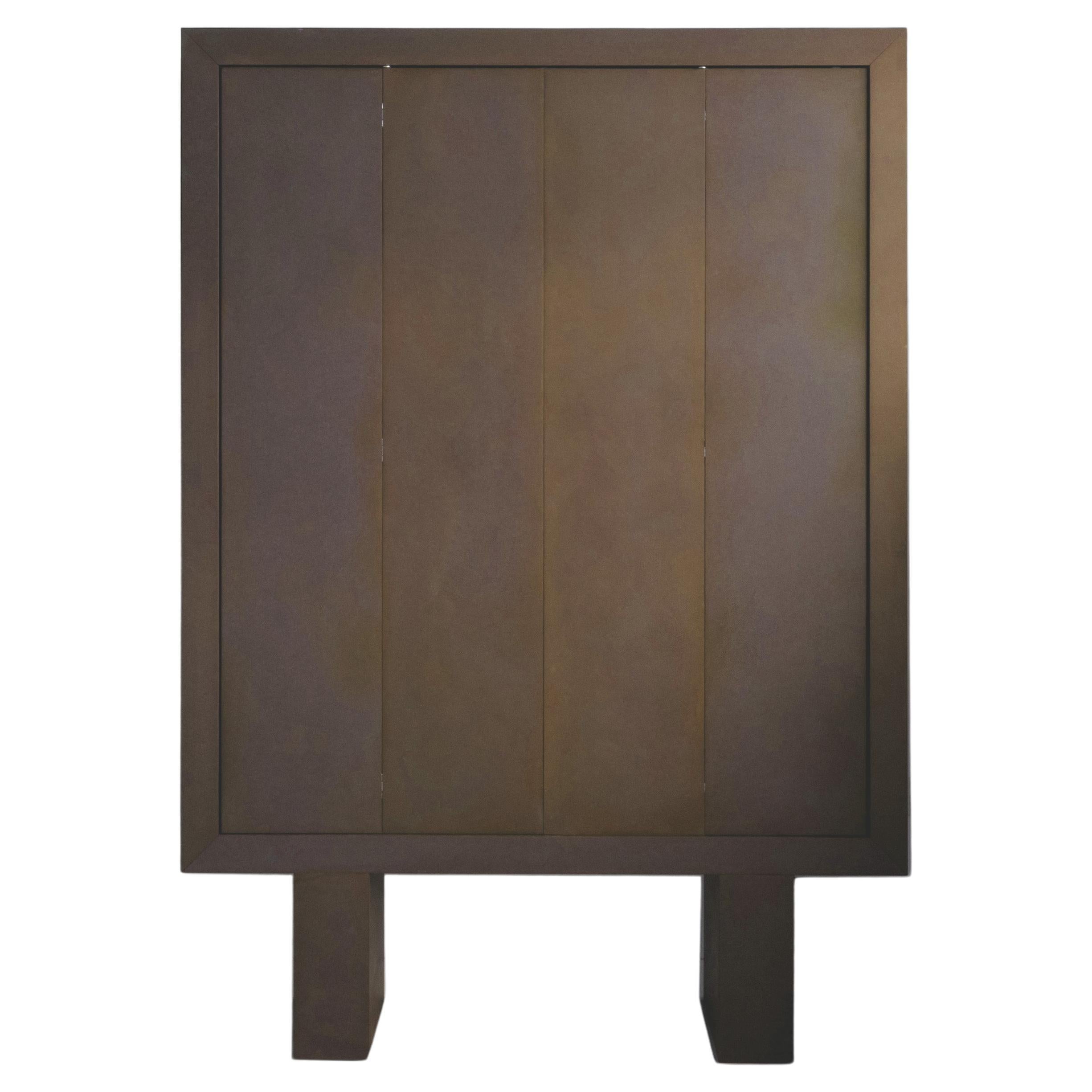 Contemporary 'Monolithic' Storage Cabinet Unit, Brown Dyed MDF