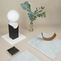 Contemporary Monument Table Lamp Circle V2 in Stone, Steel & Glass