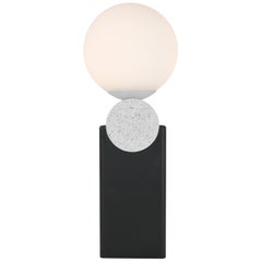 Lampe de bureau monumentale contemporaine Circle V2 en pierre, acier et verre