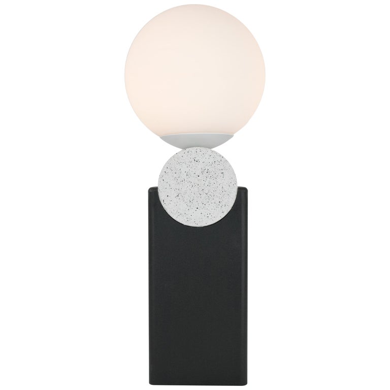 Contemporary Monument Table Lamp Circle V2 in Stone, Steel & Glass For Sale