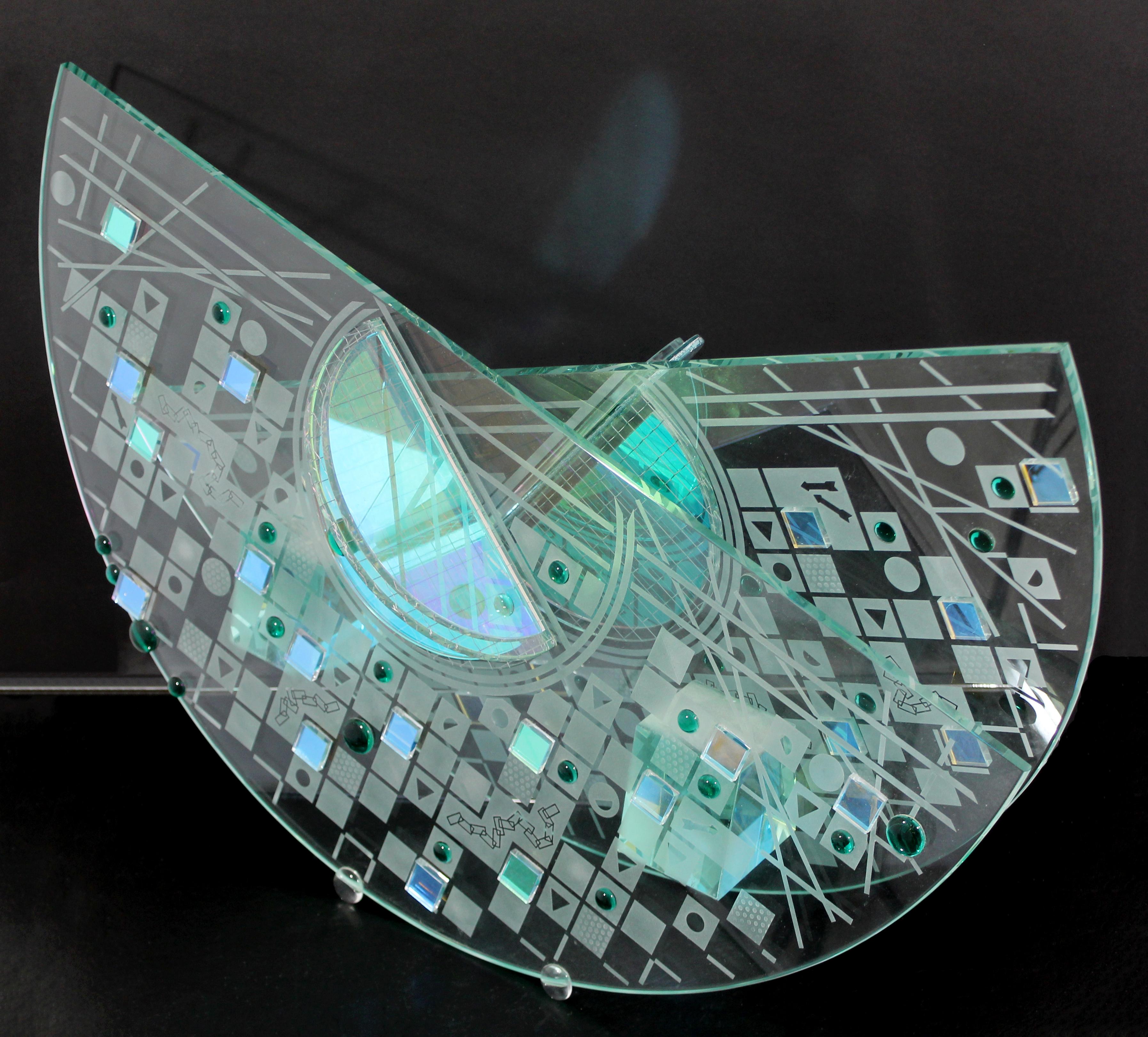 Late 20th Century Contemporary Large Toland Sands Memphis Abstract Art Glass Sculpture, 1980s