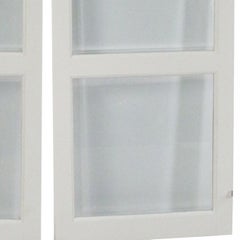 Contemporary Monumental Three Fold White Wood and Glass Screen/Room Divider