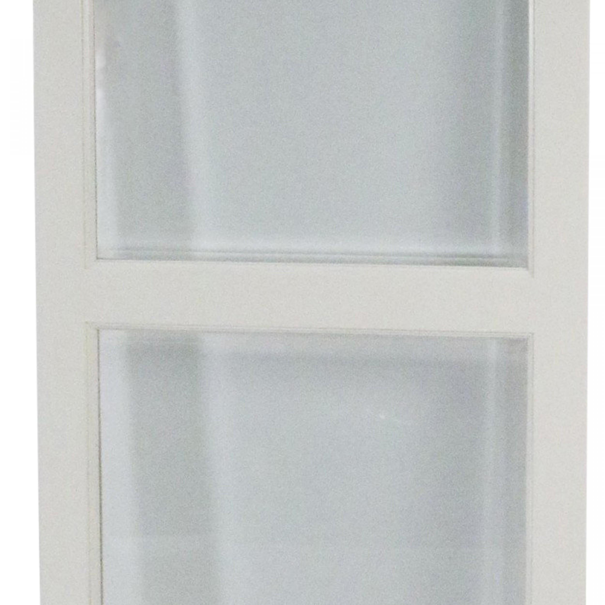 Hand-Painted Contemporary Monumental Three Fold White Wood and Glass Screen/Room Divider For Sale