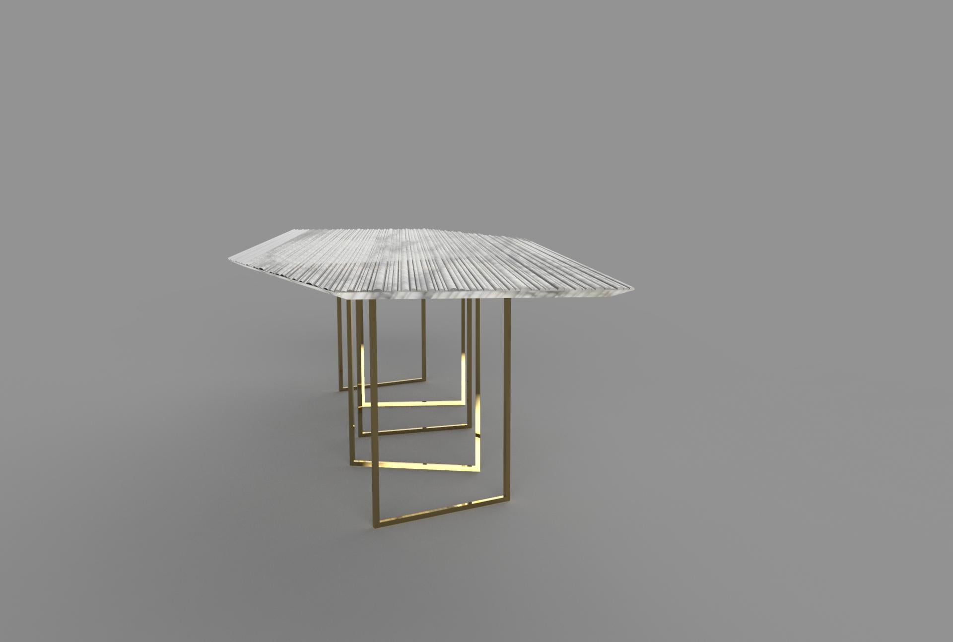 Other Contemporary “Moov’” Table in Hand Sculpted Carrara Marble For Sale