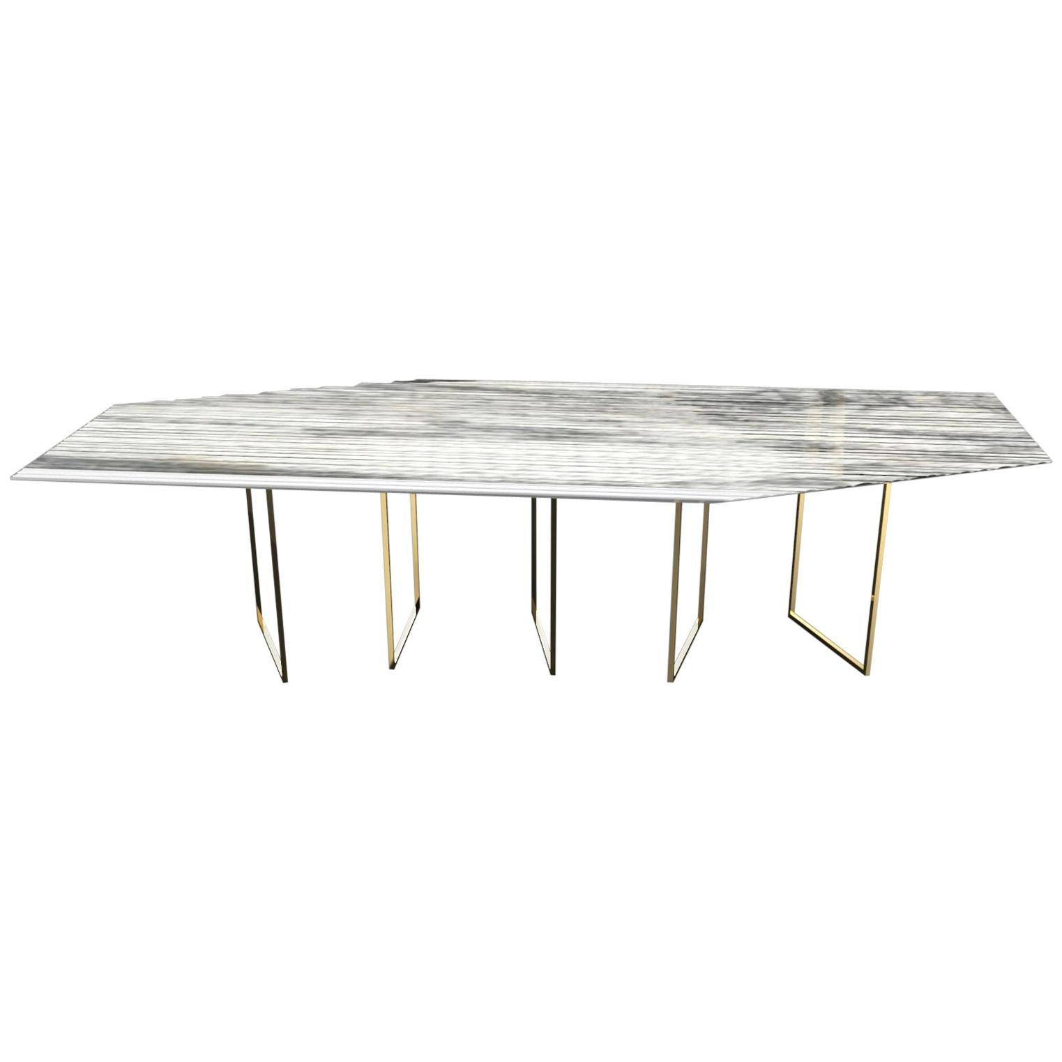 Contemporary “Moov’” Table in Hand Sculpted Carrara Marble For Sale