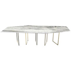 Contemporary “Moov’” Table in Hand Sculpted Carrara Marble