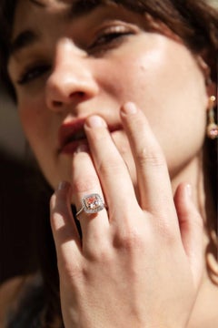 Contemporary Morganite & Diamond Ring 18 Carat Rose & White Gold