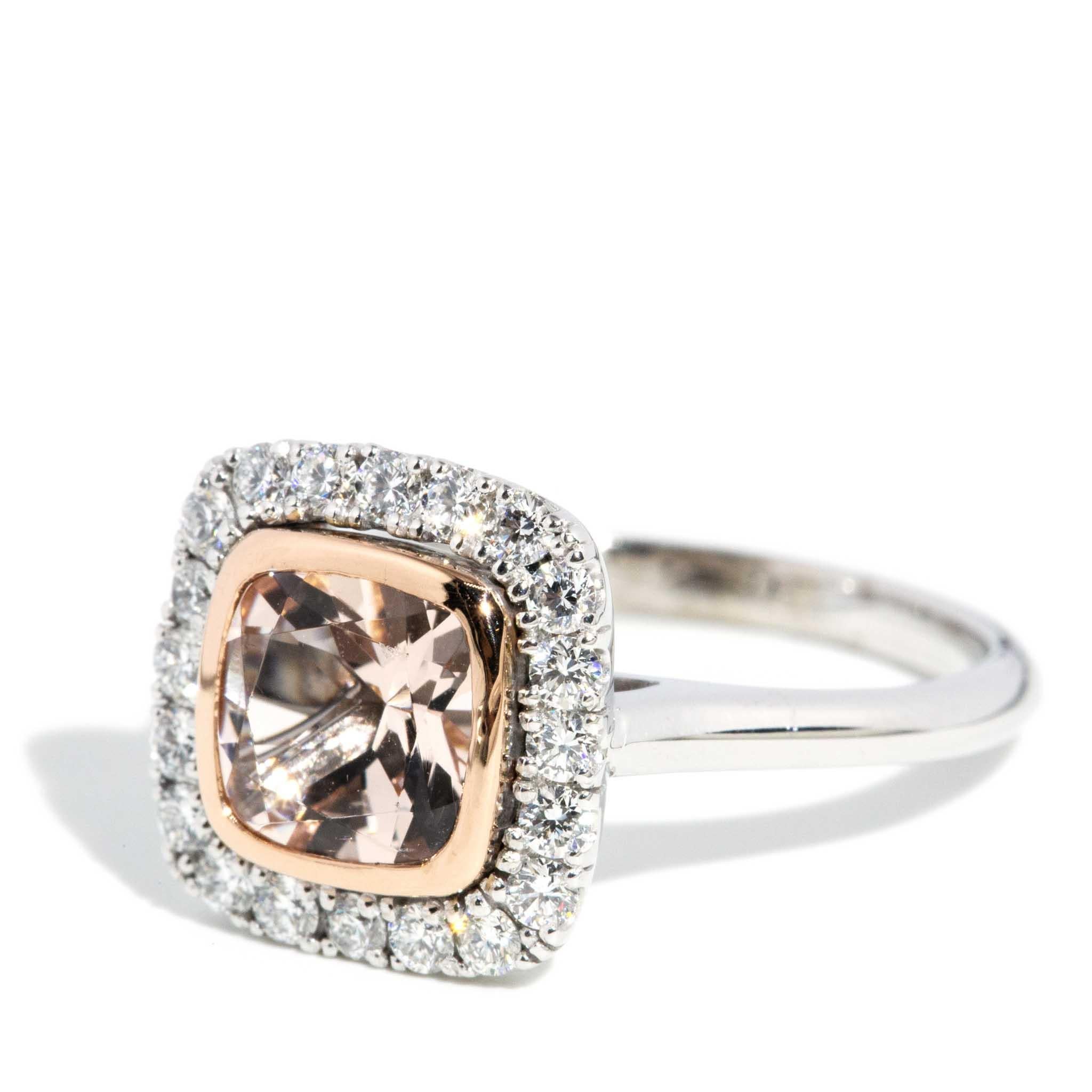 Contemporary Morganite & Diamond Ring 18 Carat Rose & White Gold In Good Condition For Sale In Hamilton, AU