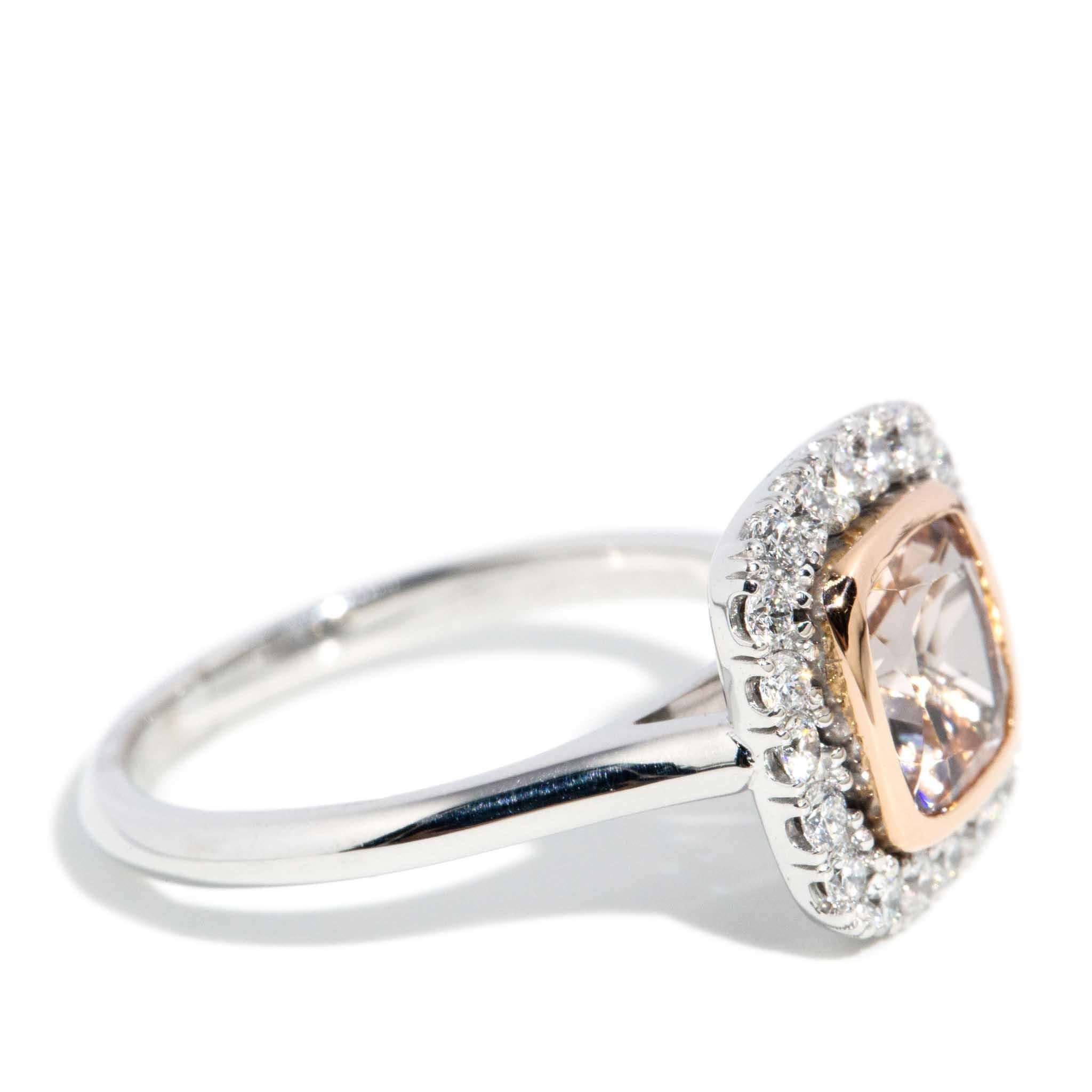 Contemporary Morganite & Diamond Ring 18 Carat Rose & White Gold For Sale 1