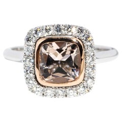 Contemporary Morganite & Diamond Ring 18 Carat Rose & White Gold