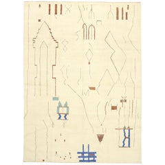 Contemporary Moroccan Area Rug with Brutalist Style 