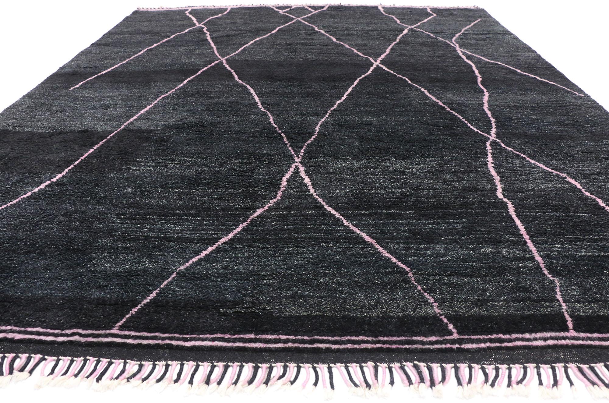 Zeitgenössischer marokkanischer Teppich mit minimalistischem skandinavischem Stil (Skandinavische Moderne) im Angebot