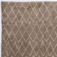 Tappeto berbero marocchino contemporaneo nei colori naturale latte e avorio, 100% lana