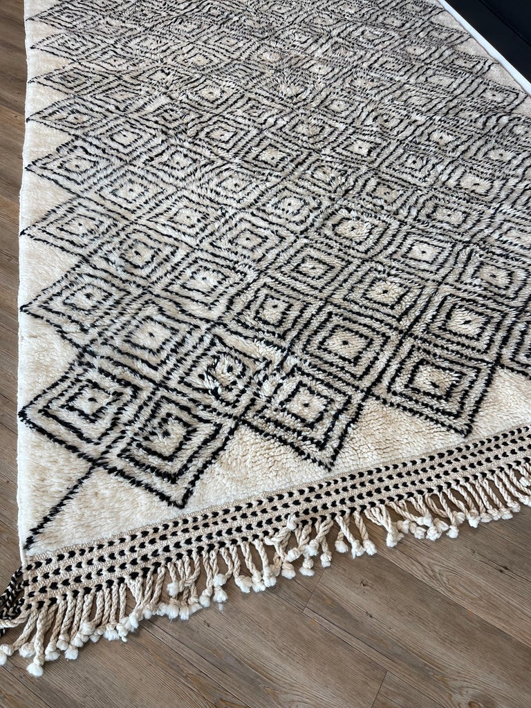Contemporary Moroccan Berber Rug Natural Wool For Sale at 1stDibs