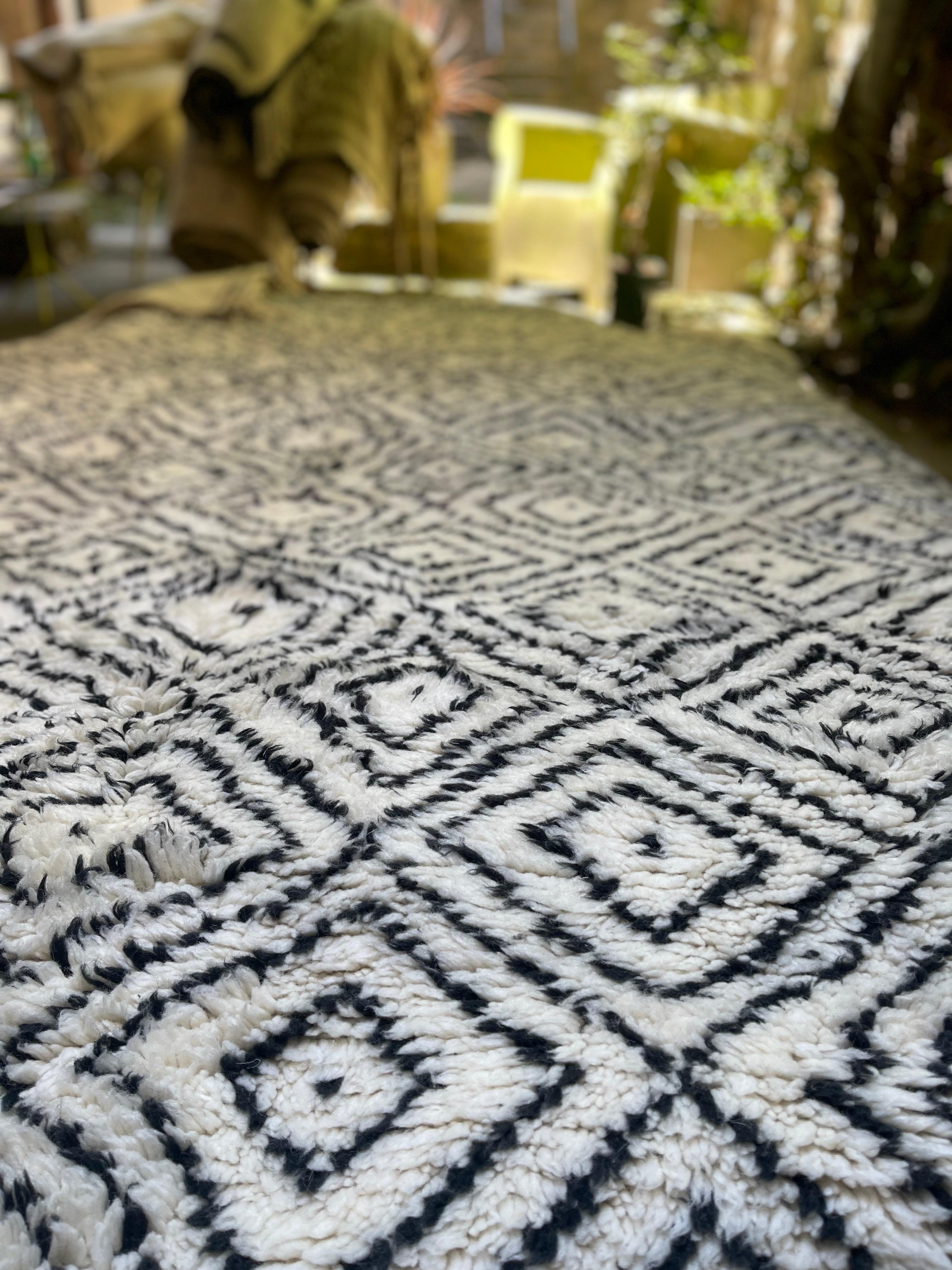 Contemporary Moroccan Berber Rug Natural Wool For Sale 1