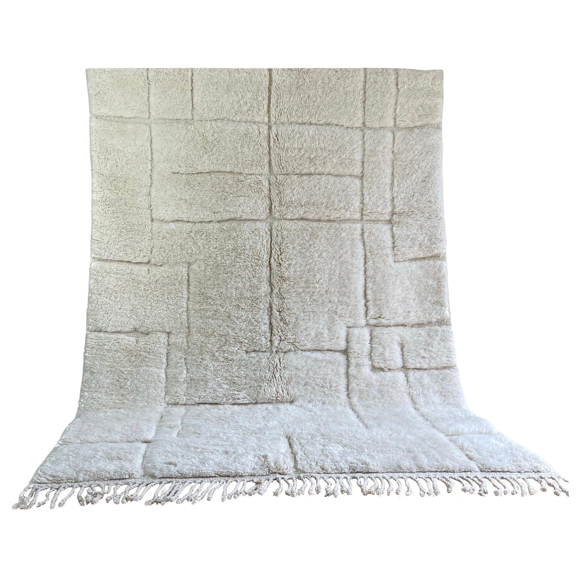 Contemporary Moroccan Berber Rug Natural Wool