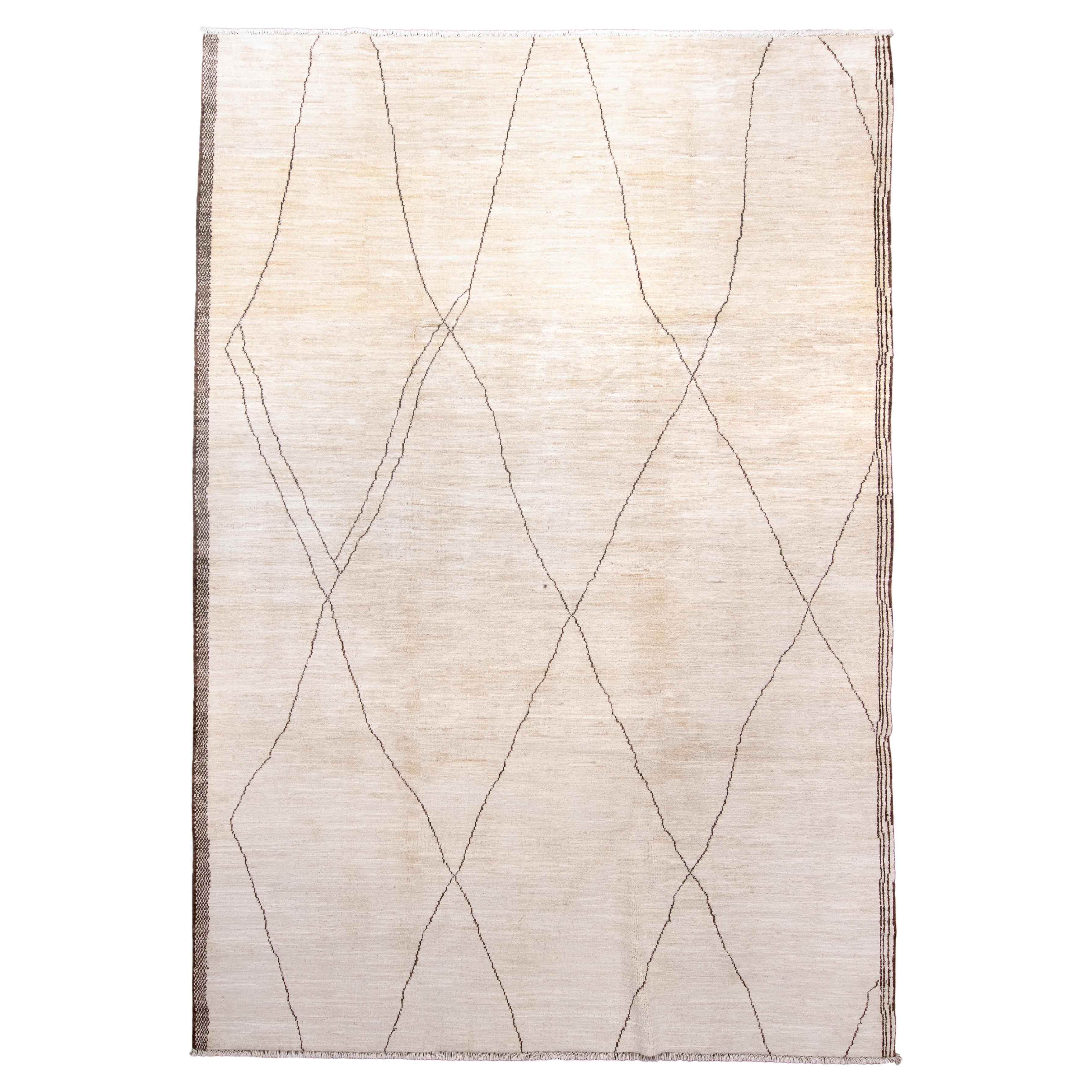 Contemporary Moroccan Berber Rug with Linear Lattice Design
