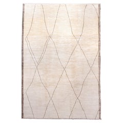 Contemporary Moroccan Berber Rug with Linear Lattice Design