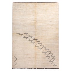 Contemporary Moroccan Berber Rug with Minimalist Linear Design