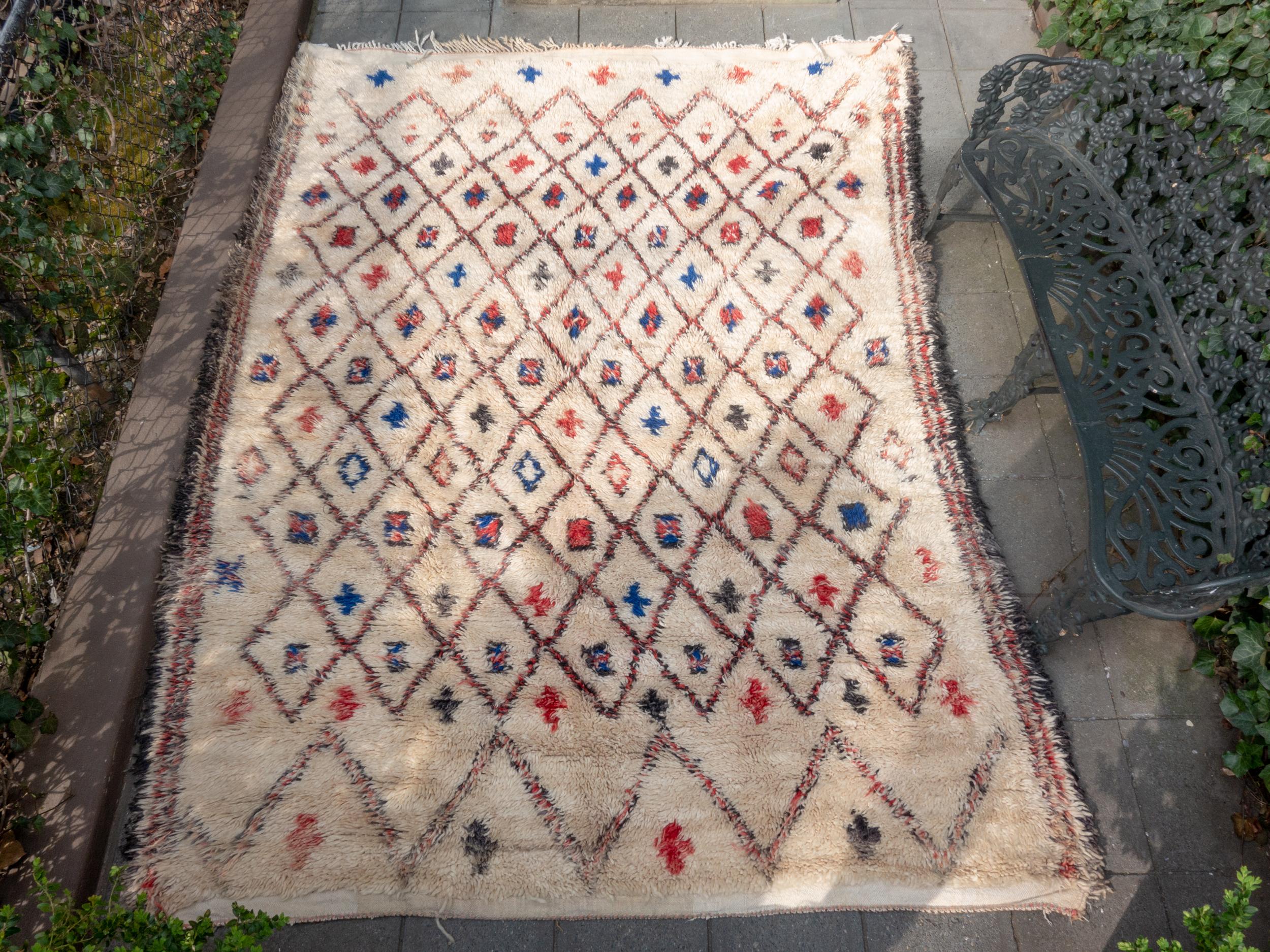 Tribal Contemporary Moroccan Berber Rug with Multi-Color Diamonds For Sale