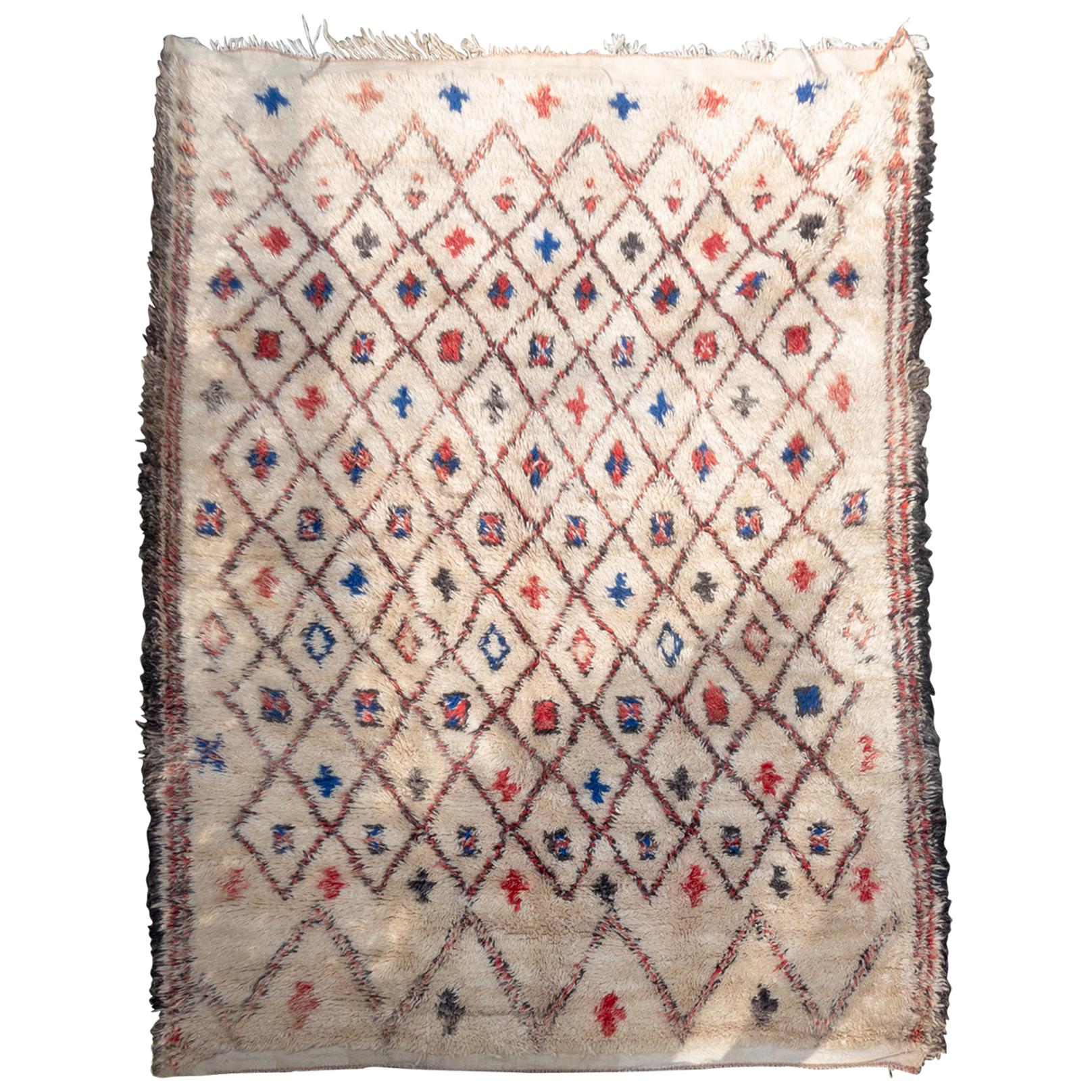 Contemporary Moroccan Berber Rug with Multi-Color Diamonds For Sale