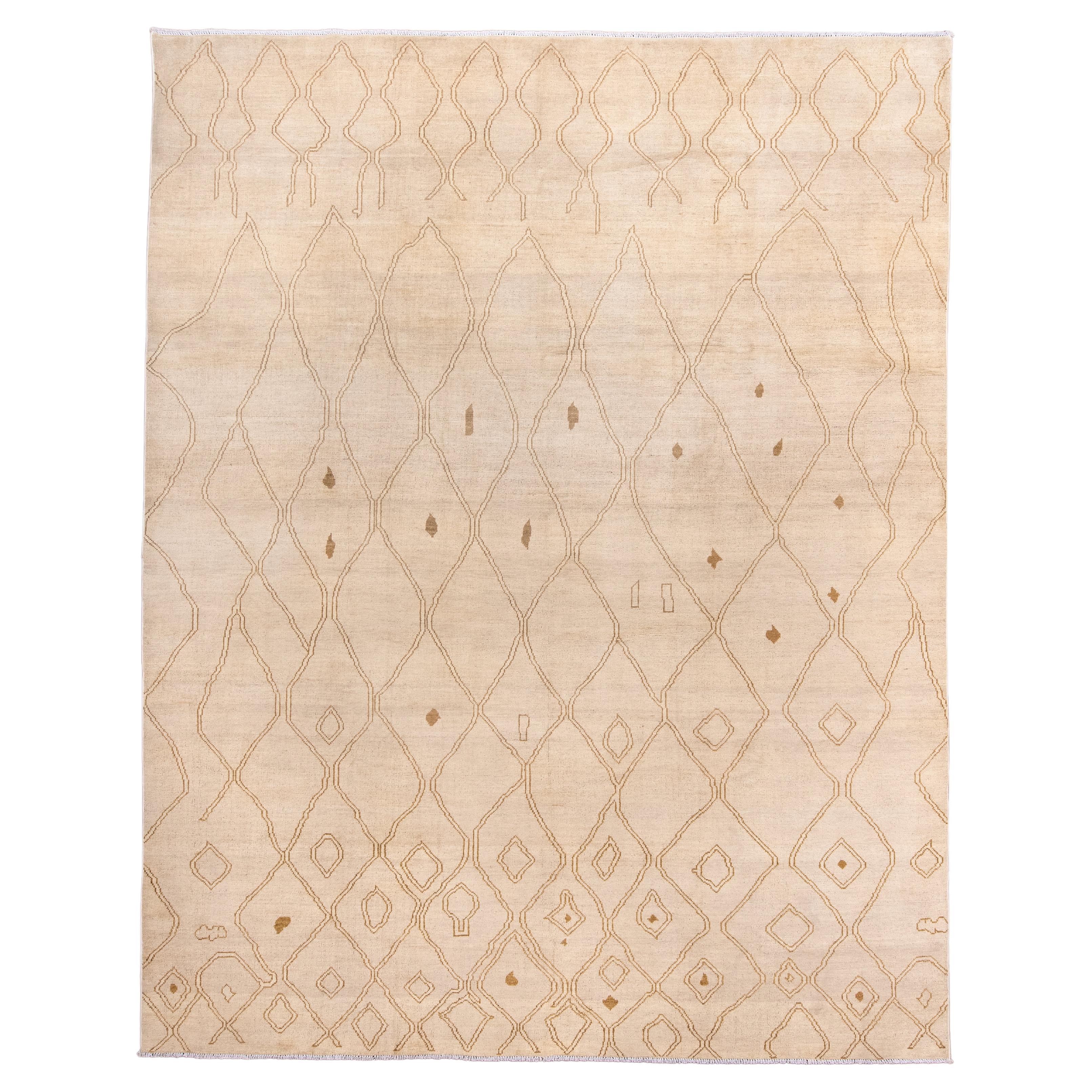 Contemporary Moroccan Berber Rug with Soft Ivory Lattice