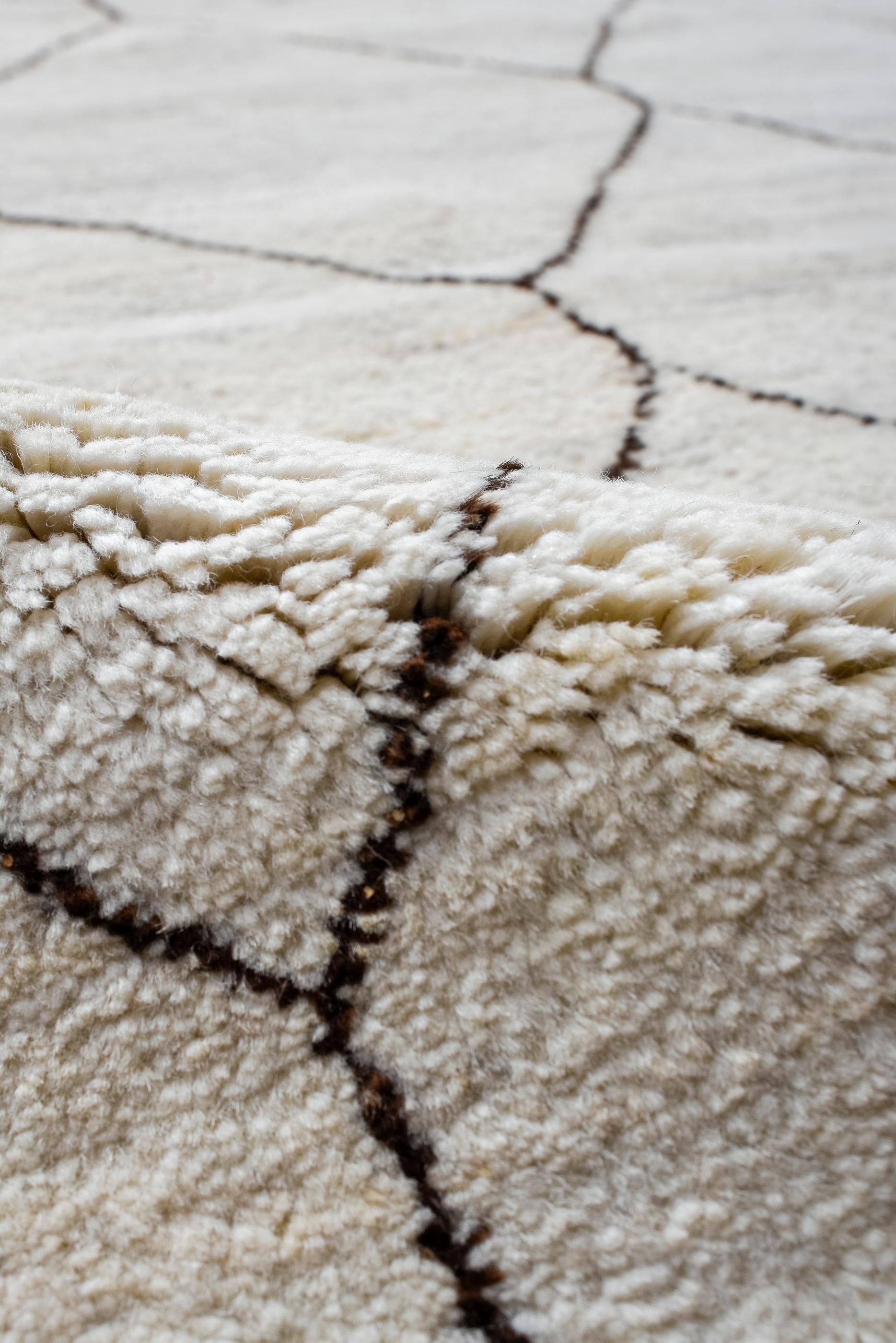 Laine Tapis berbère marocain contemporain à motifs de champs naturels et de losanges en vente