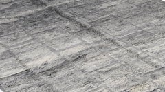Contemporary Moroccan Gray Rug in Hand-Knotted Wool, Geometric Design