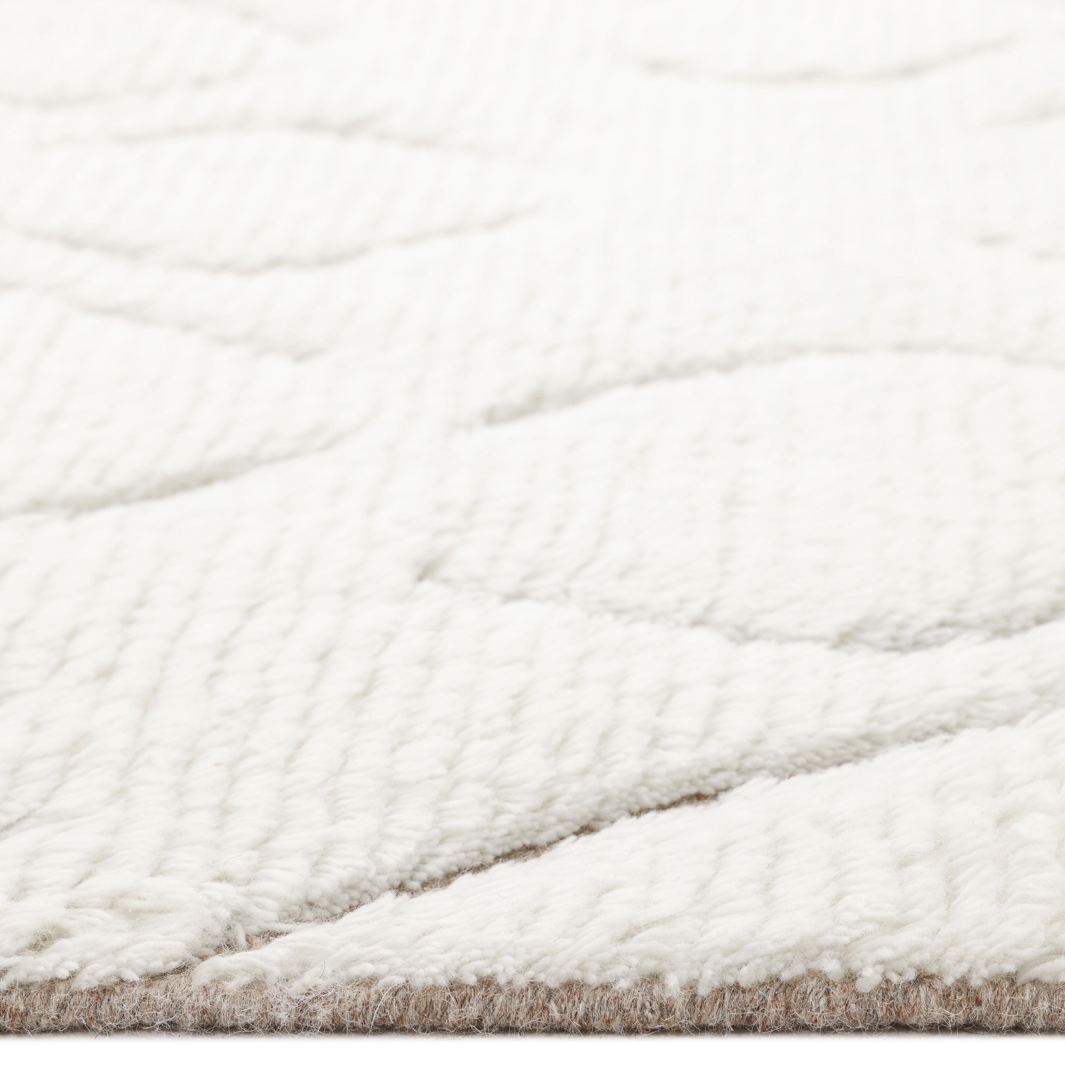 Laine Tapis de sol marocain contemporain ivoire fait à la main 3' 0