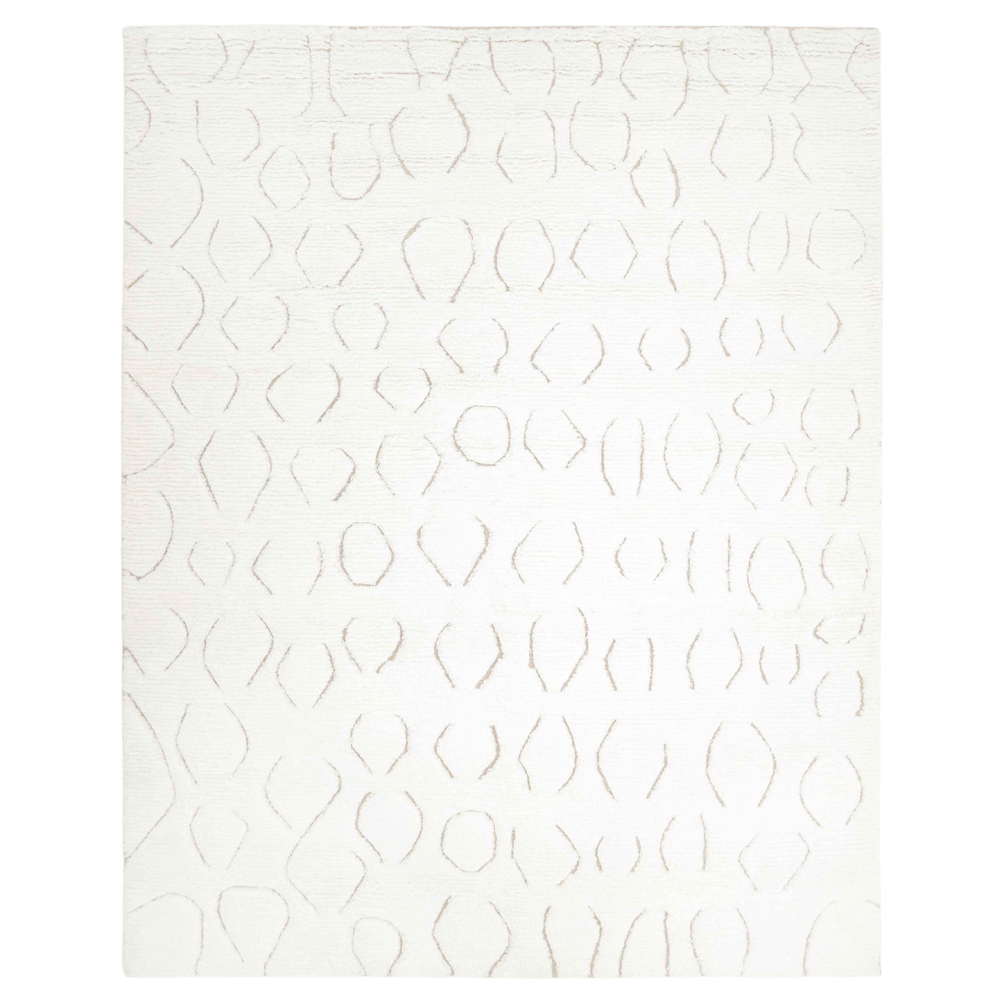 Tapis de sol marocain contemporain ivoire fait à la main 5' 0" x 8' 0"