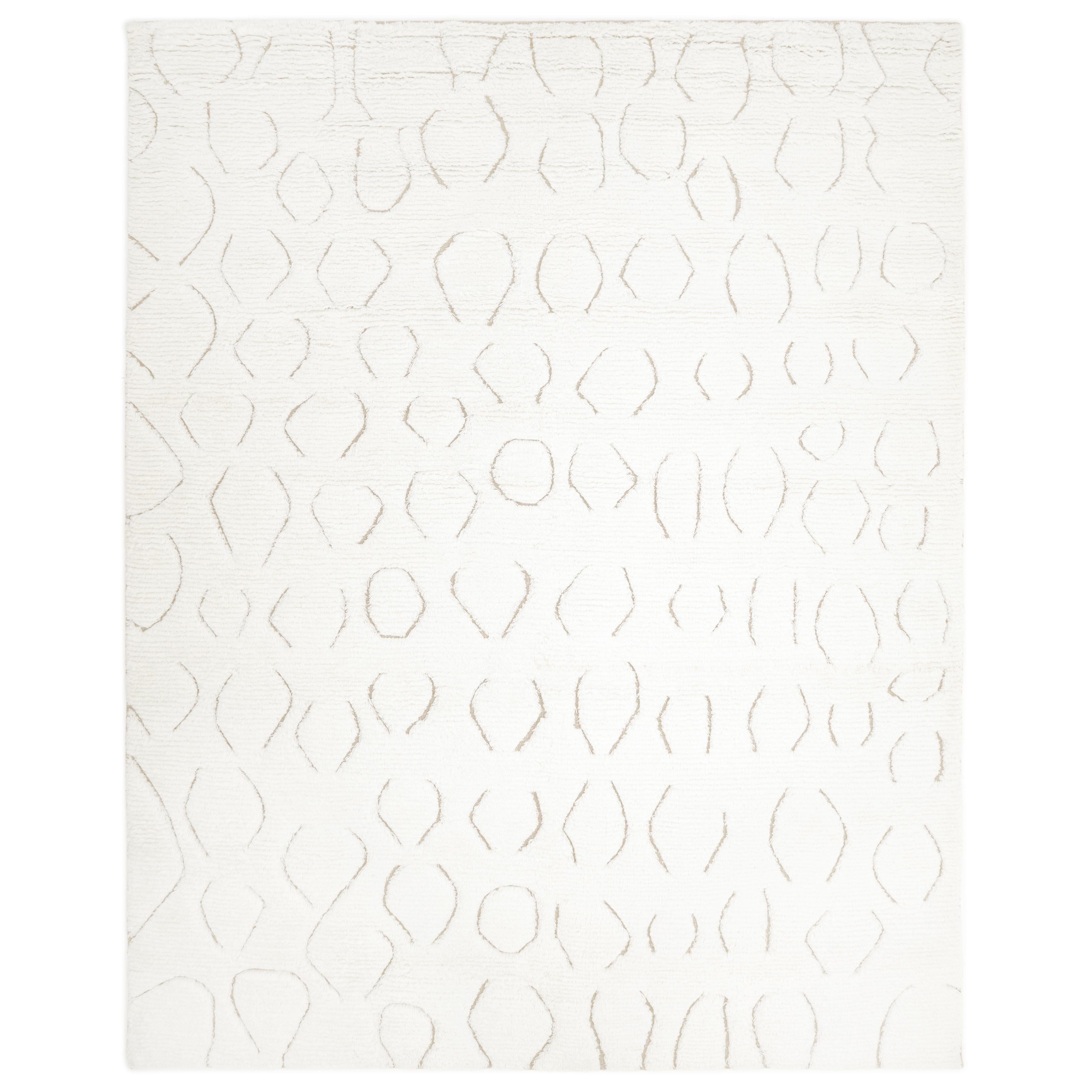 Tapis marocain contemporain ivoire fait à la main 9' 0" x 12' 0"