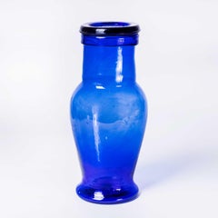 Contemporary Moroccan Mouth Blown Glass Jar - Dark Blue