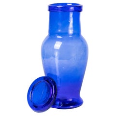 Contemporary Moroccan Mouth Blown Glass Jar - Dark Blue