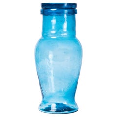 Contemporary Moroccan Mouth Blown Glass Jar - Light Blue
