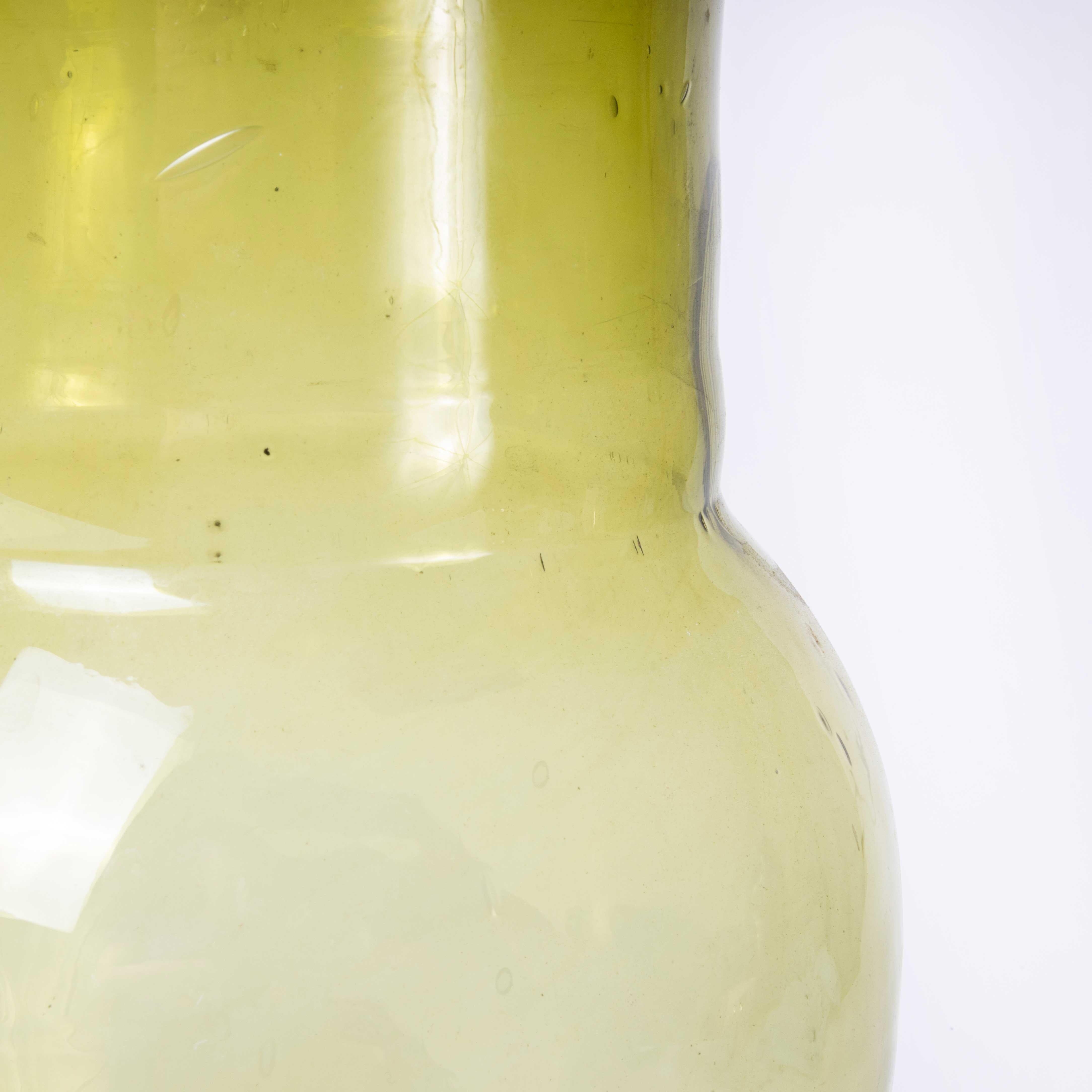 Contemporary Moroccan Mouth Blown Glass Jar - Moss Green For Sale 2