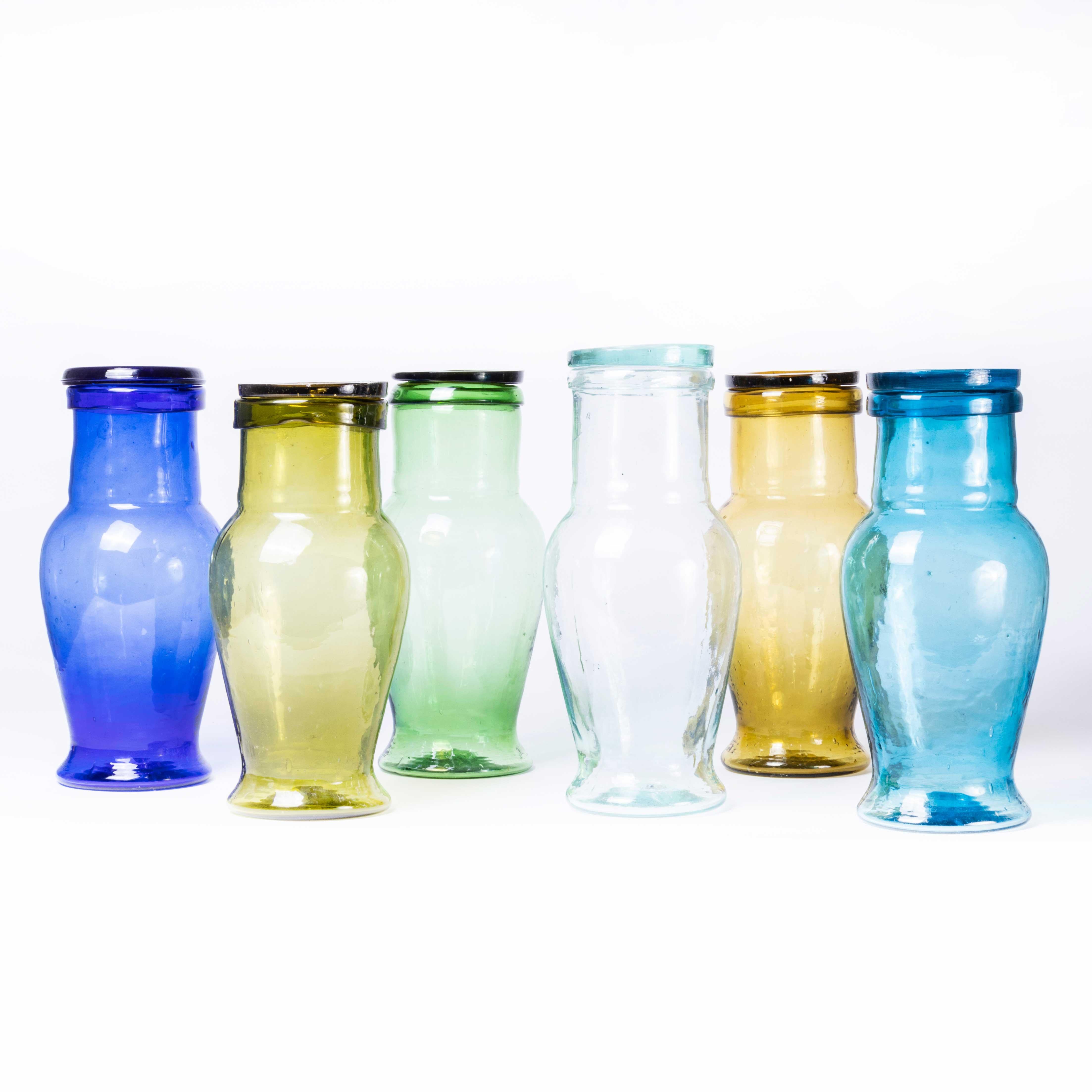 Contemporary Moroccan Mouth Blown Glass Jar - Moss Green For Sale 3
