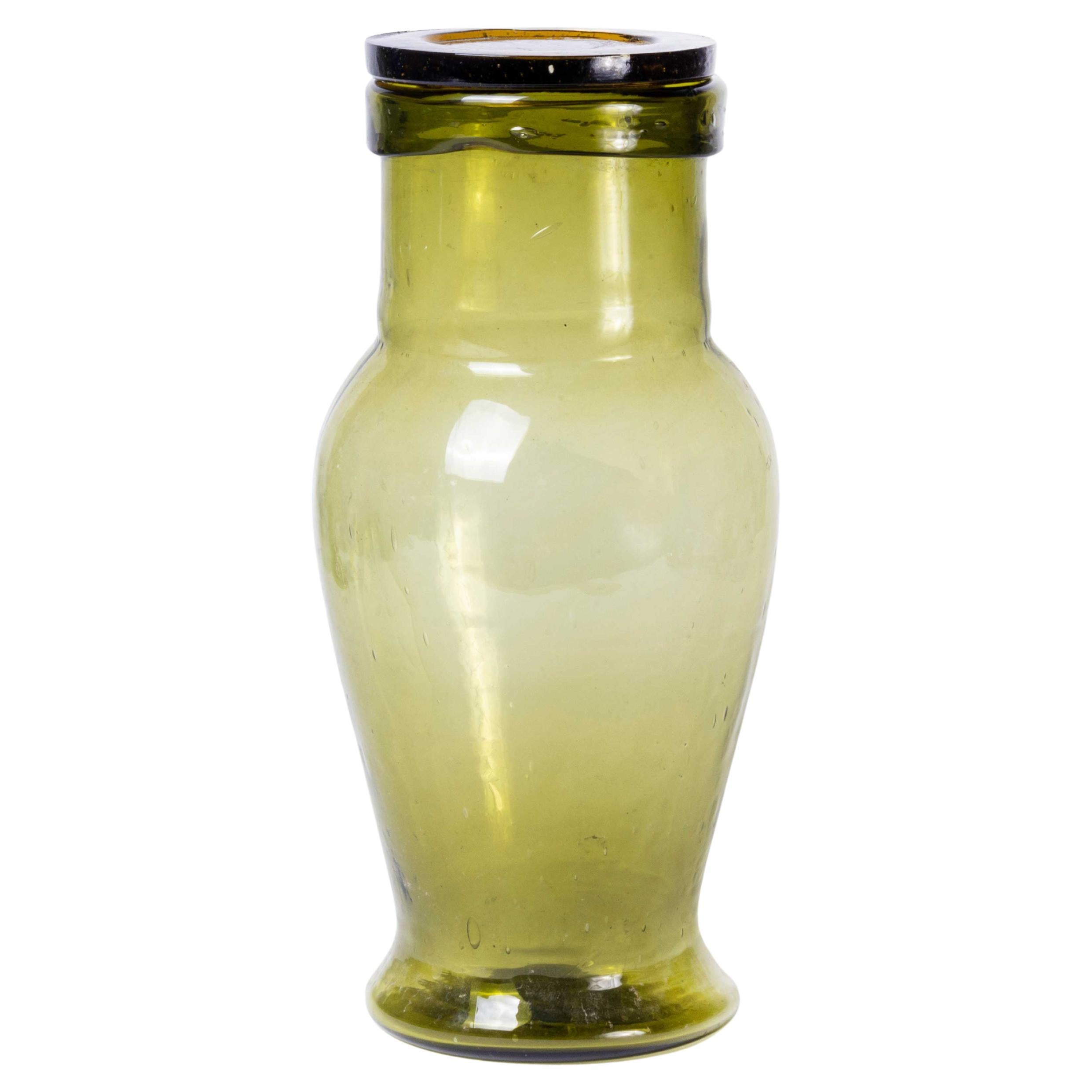 Contemporary Moroccan Mouth Blown Glass Jar - Moss Green